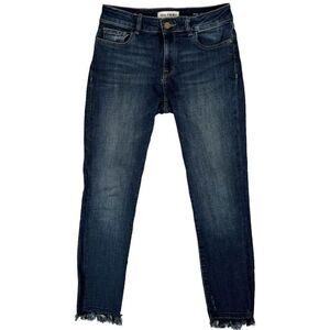 DL1961 Margaux Instasculpt Skinny Jeans Size 27 Mid Rise Raw Hem Dark Wash Denim